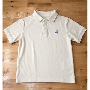 Scalpers Polo Shirt Kids Size 10 Cream Excellent Skull Logo Pique Cotton Short S